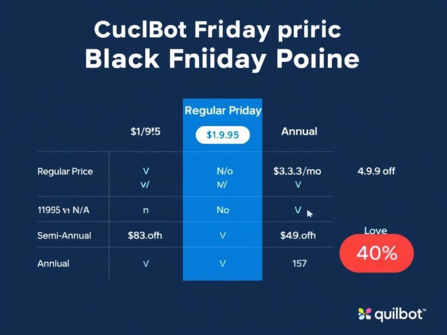 QuillBot pricing comparison chart showing regular vs Black Friday prices