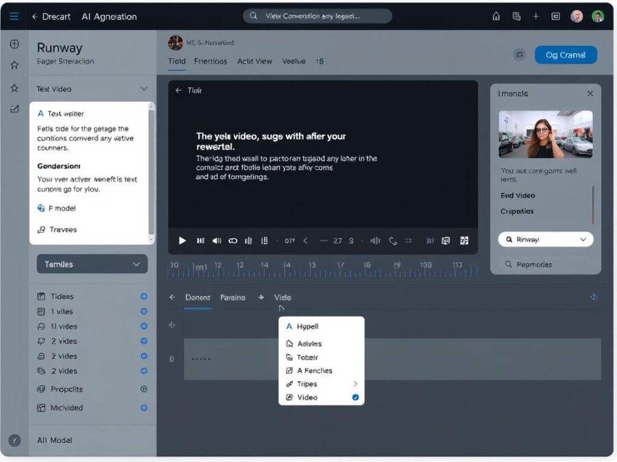 Runway AI interface showing video generation tools and features