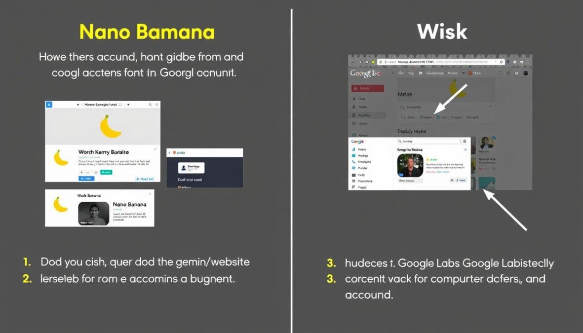 Screenshot showing how to access both Nano Banana and Whisk from Google accounts