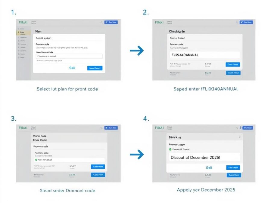 Step-by-step guide showing how to apply a Fliki AI promo code December 2025