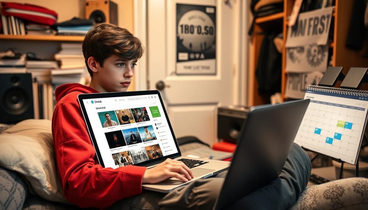 Student musician maximizing DistroKid features for music distribution