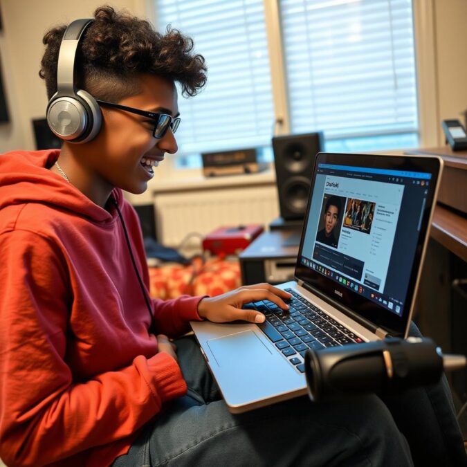 Student musician using DistroKid to upload music