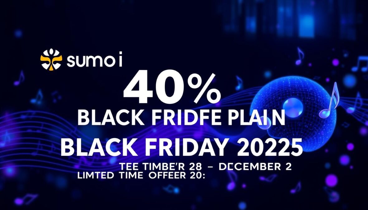 Suno AI Black Friday 2025 promo code banner showing 40% discount