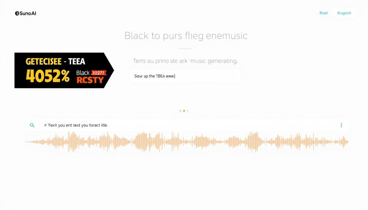 Suno AI interface showing music generation from text prompts for Black Friday 2025 promo