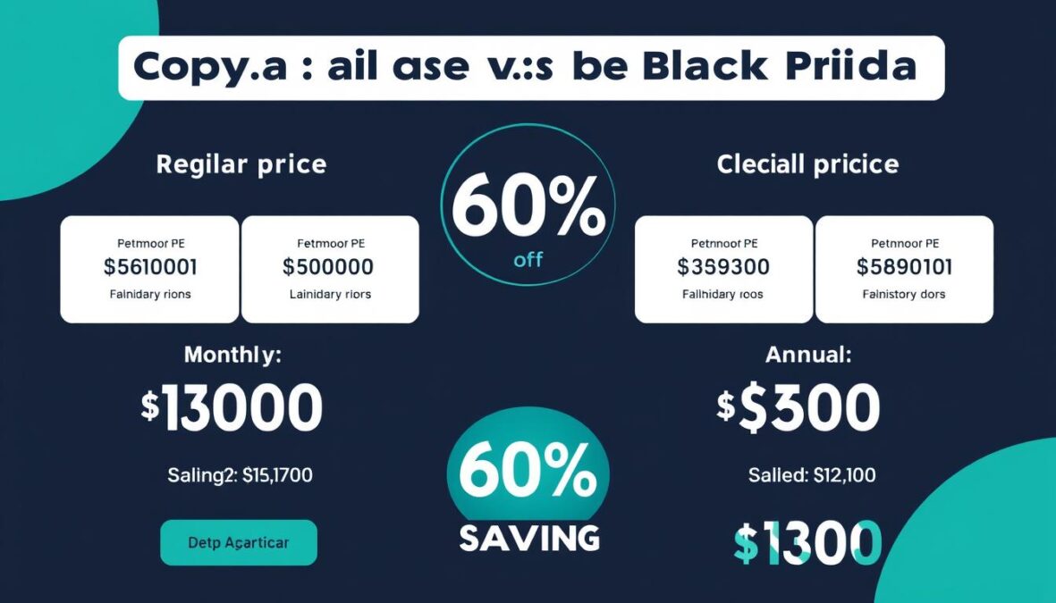 Visual comparison of Copy.ai regular pricing versus Black Friday discount