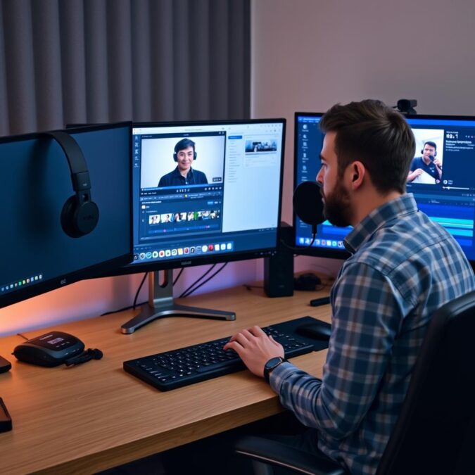 YouTube creator using ElevenLabs for video narration