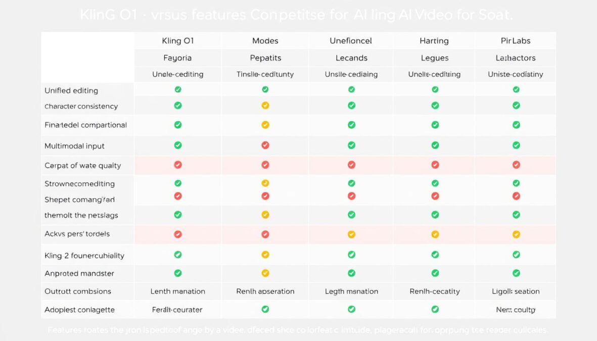 Comparison of Kling AI O1 with competing AI video models