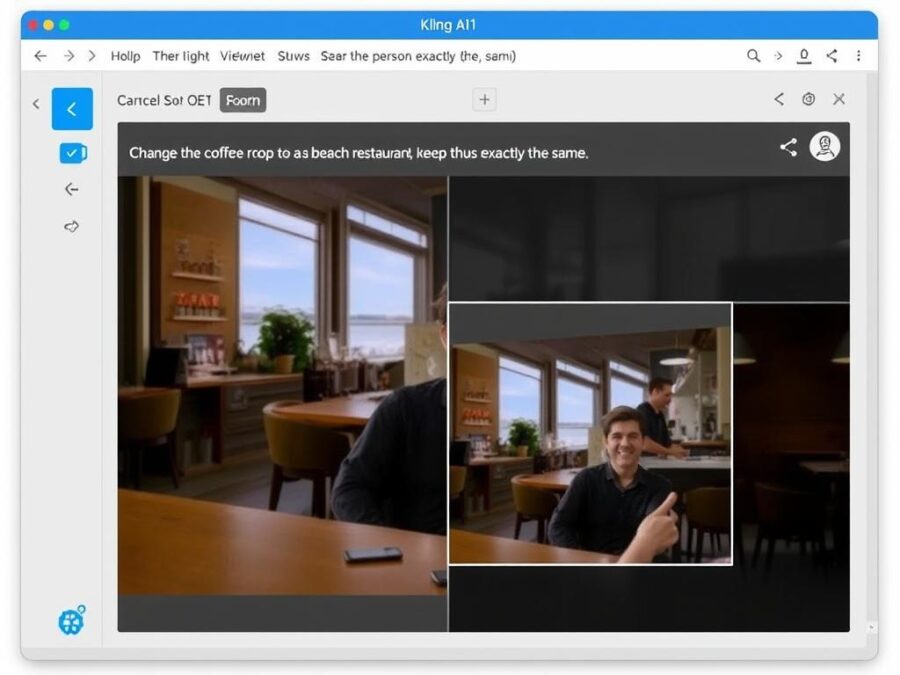 Kling AI O1 conversational editing interface with text prompt and resulting video edit