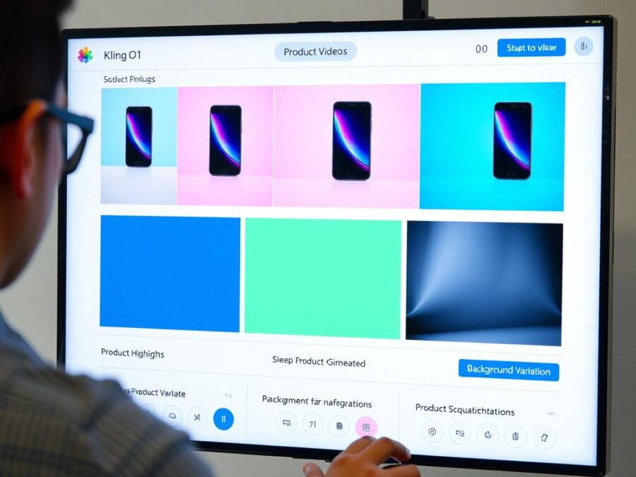 Marketing professional using Kling AI O1 to create product videos