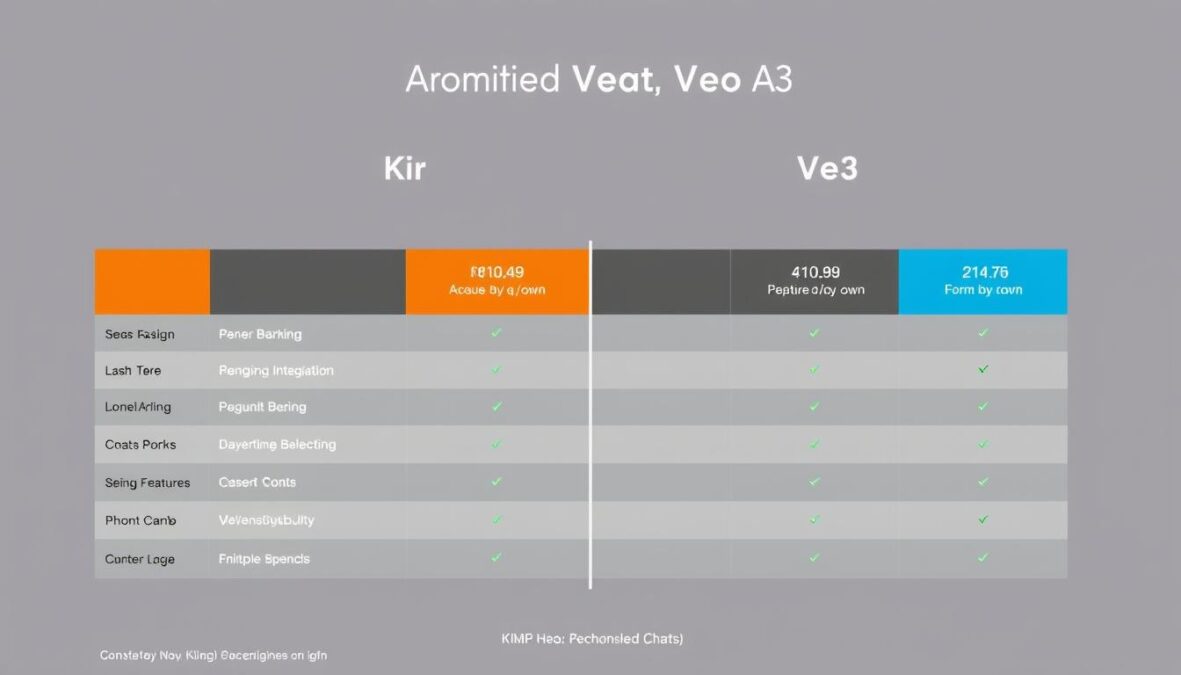 Pricing comparison chart for Kling AI vs Veo 3