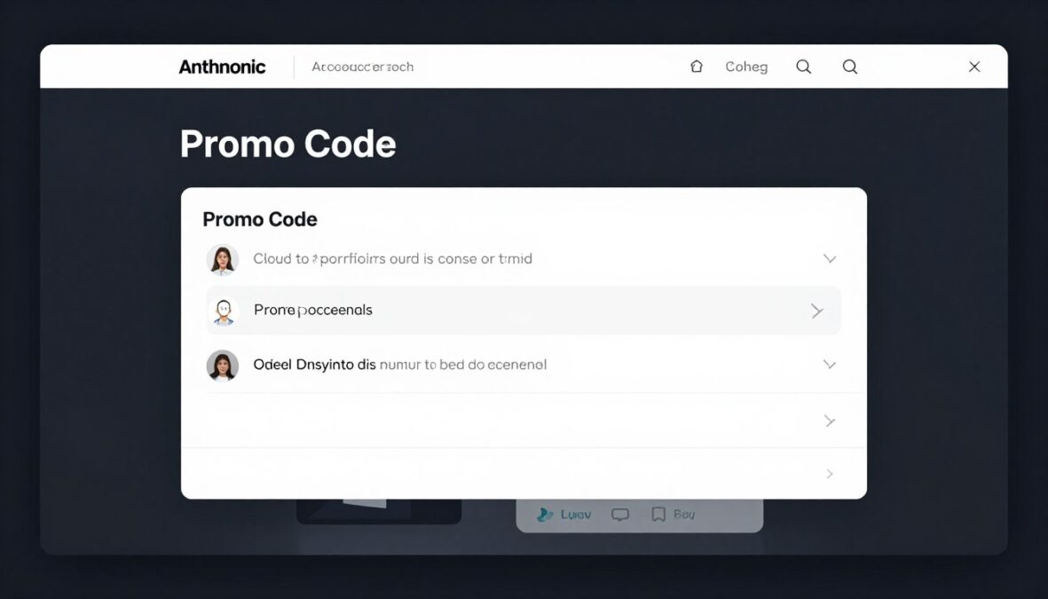 Claude AI interface showing conversation with AI assistant and promo code entry field