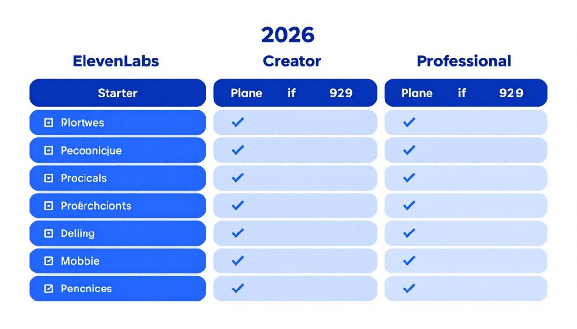 Comparison of ElevenLabs audio AI subscription plans for 2026