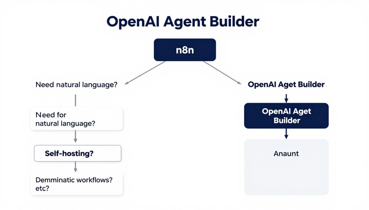 Decision tree for choosing between n8n and OpenAI Agent Builder based on project requirements