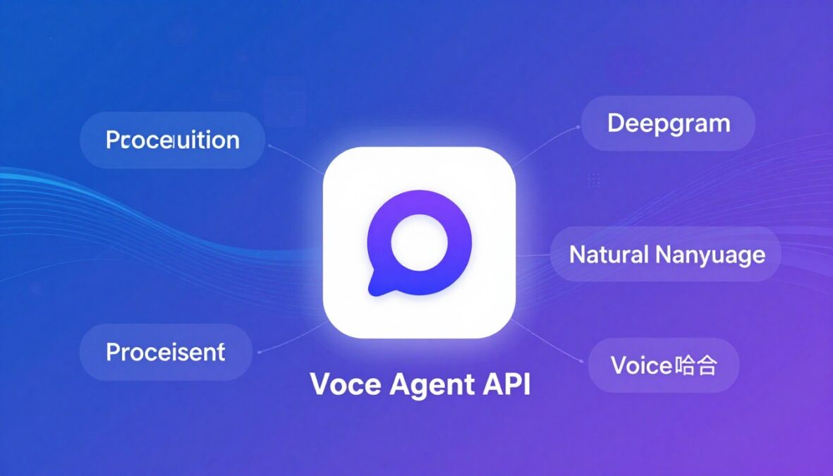 Futuristic visualization of voice AI evolution with Deepgram Voice Agent API at the center