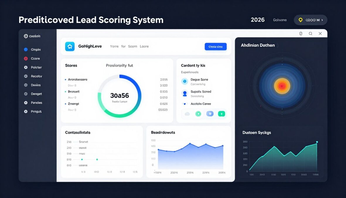 GoHighLevel AI Agent Review 2026 featuring predictive lead scoring dashboard with AI-generated insights