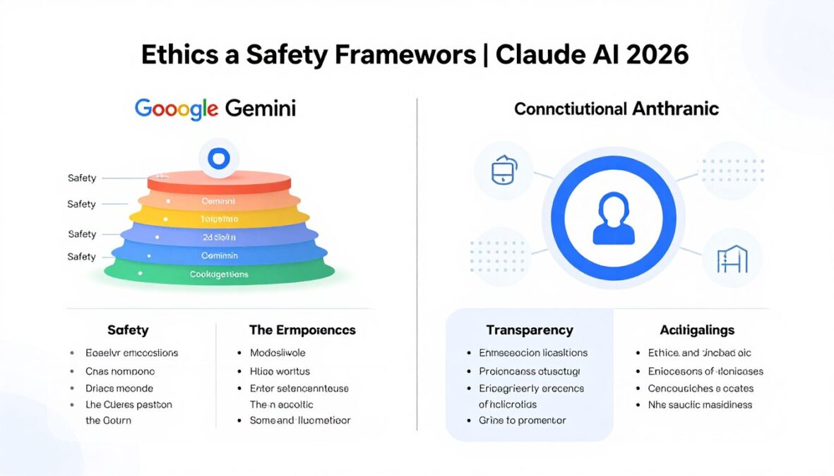 Google Gemini vs Claude AI 2026 ethics and safety frameworks comparison
