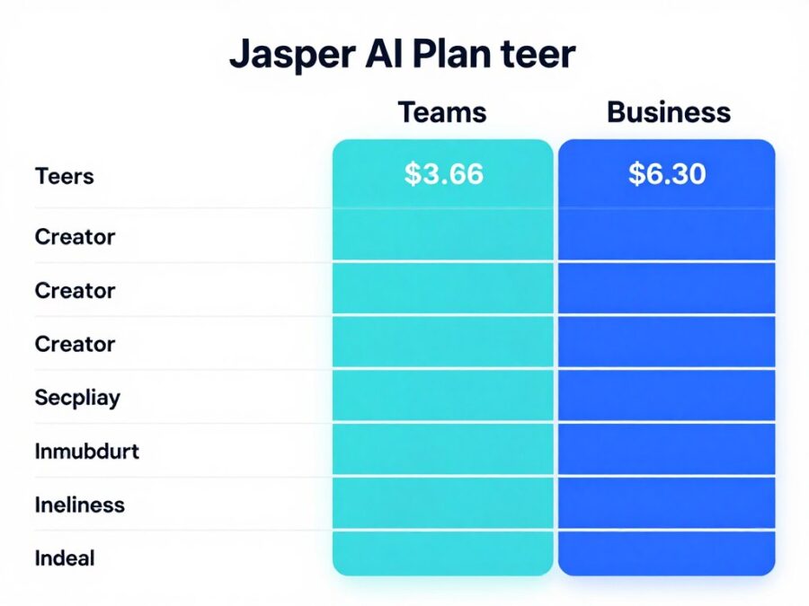 Jasper AI different plan tiers with feature comparison