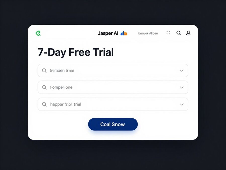 Jasper AI free trial signup page with 7-day trial highlighted