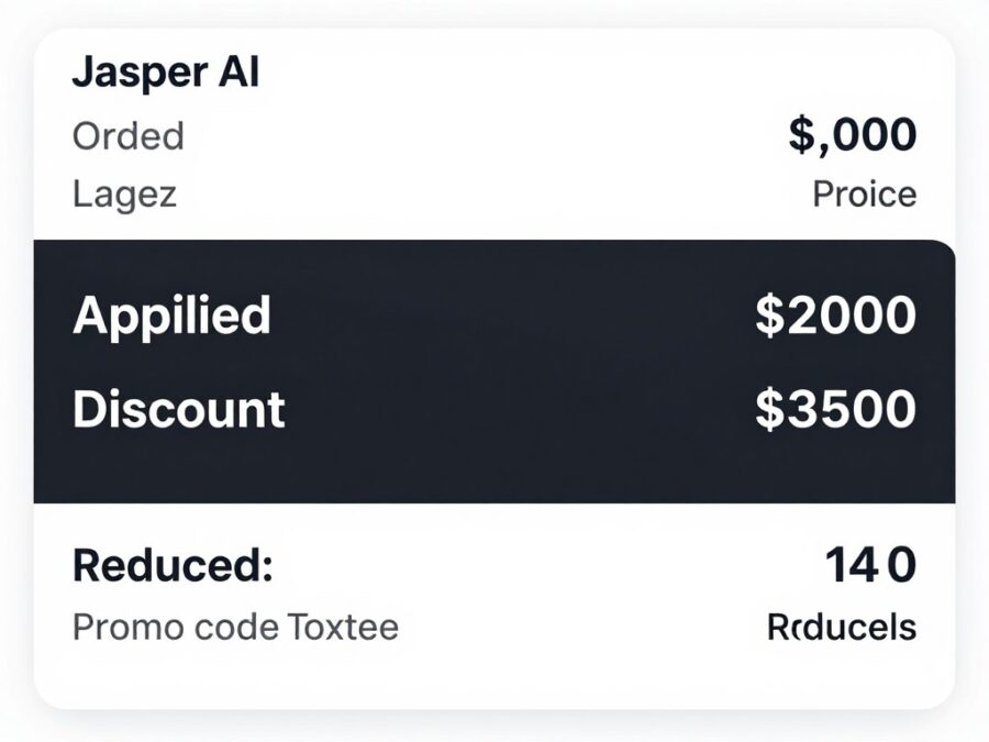 Jasper AI order summary showing applied discount