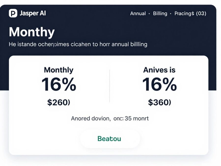 Jasper AI pricing page showing annual billing discount