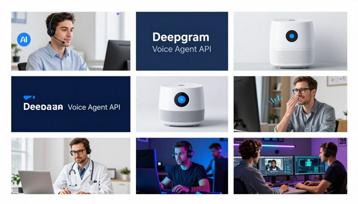 Multiple use cases of Deepgram Voice Agent API shown across different industries and applications