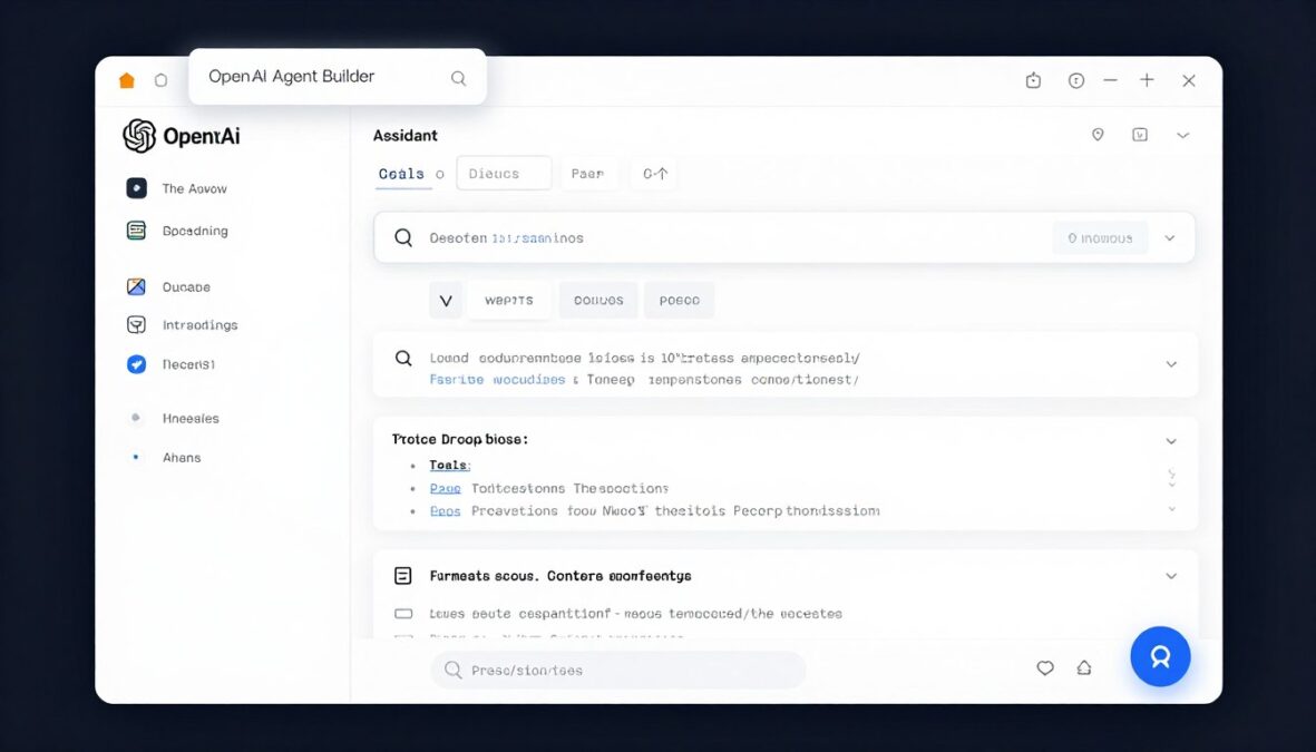 OpenAI Agent Builder interface showing assistant creation and configuration options