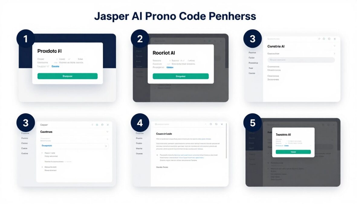 Step-by-step visual guide showing how to apply a Jasper AI promo code