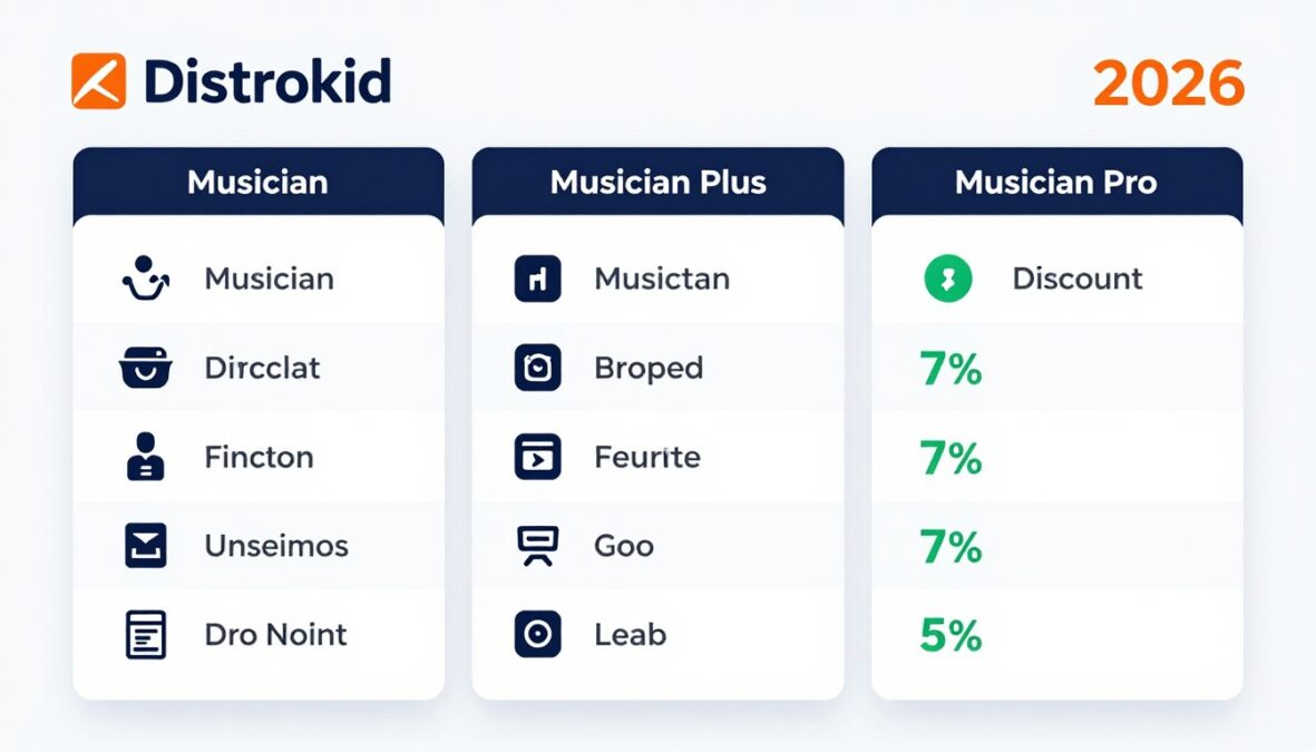 Visual comparison of Distrokid subscription plans with 2026 pricing