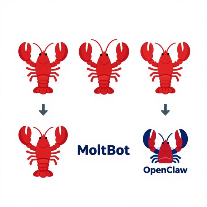 Evolution of the ClaudBot to OpenClaw Viral AI Agent logo showing three stages