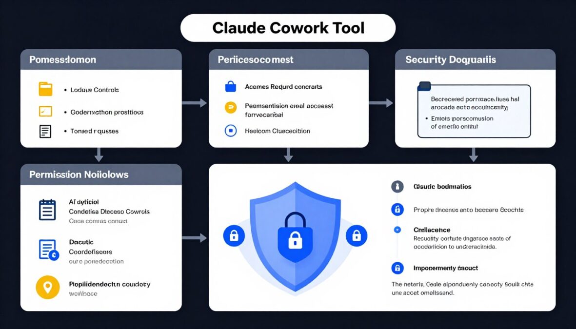 Security diagram for Claude Cowork Tool showing permission controls