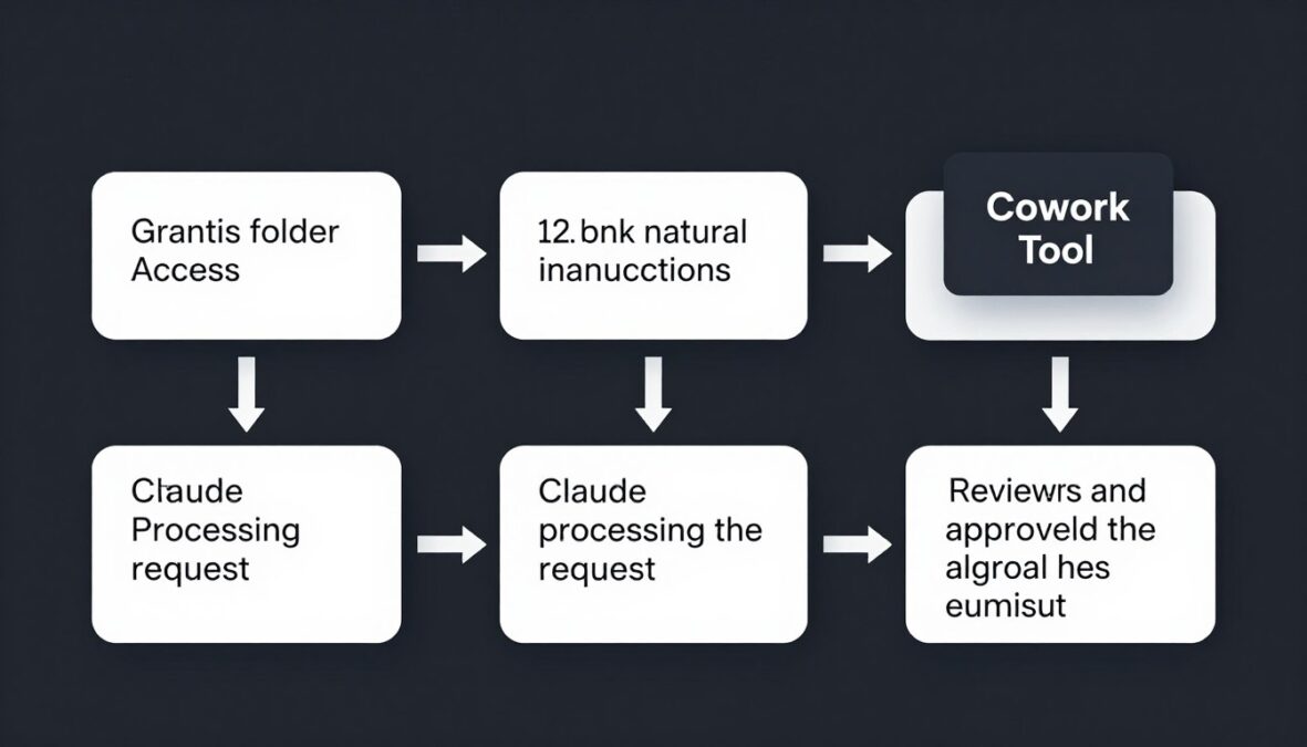 Step-by-step workflow of Claude Cowork Tool processing office tasks