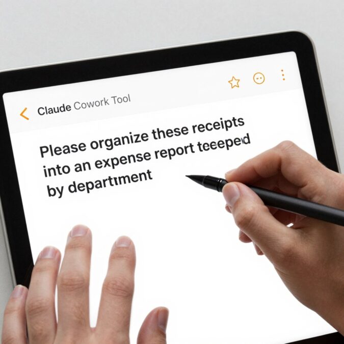 User typing natural language instructions to Claude Cowork Tool
