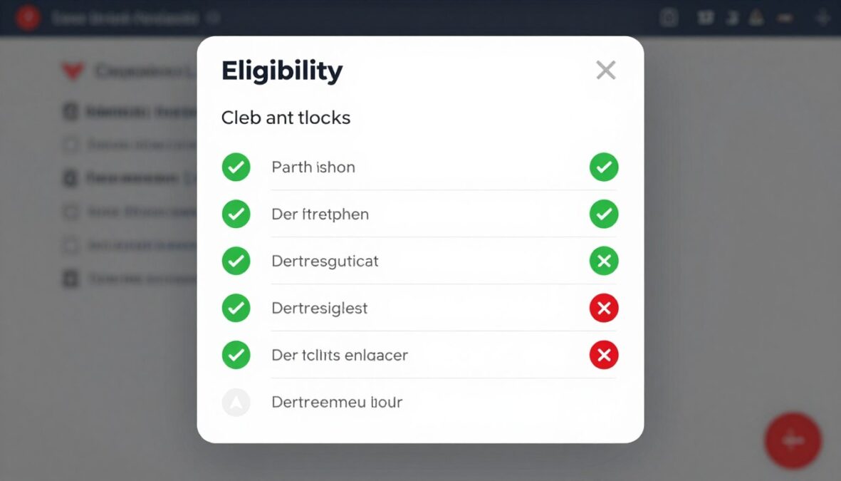 Account verification screen showing eligibility requirements