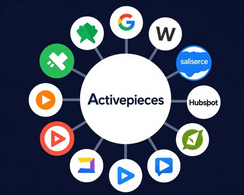 Activepieces integration ecosystem showing connected apps