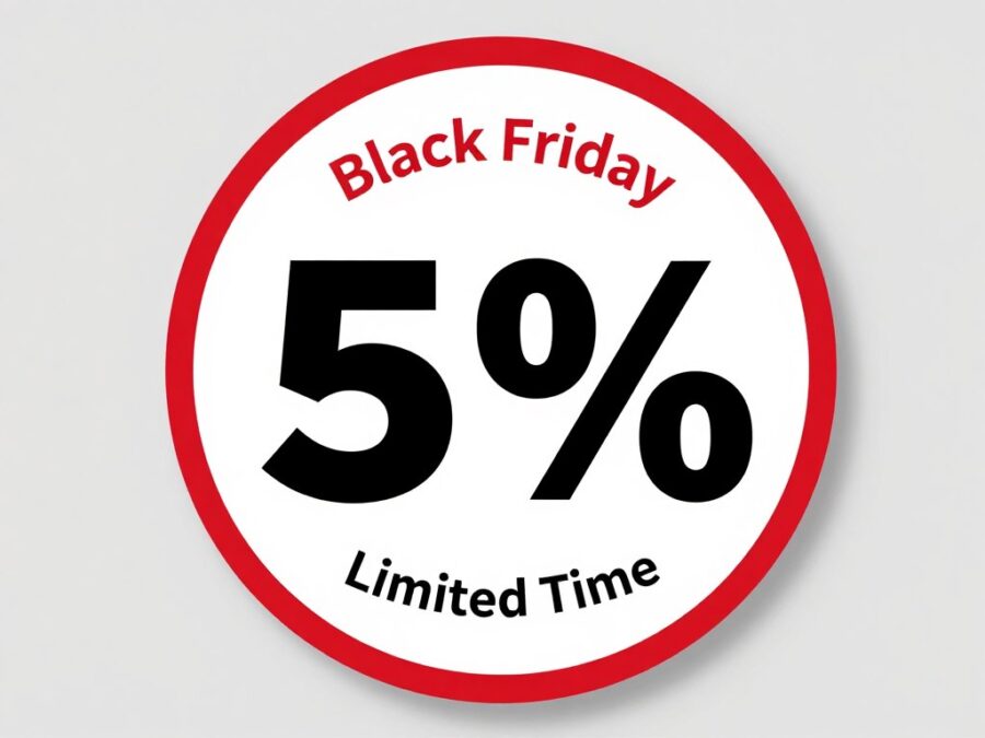 Black Friday discount badge showing percentage off elevenlabs plans