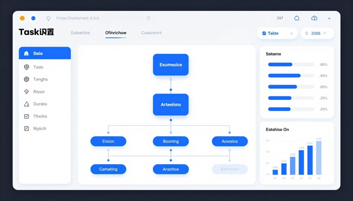 Business operations dashboard showing automated workflows and task management in Godmode AI