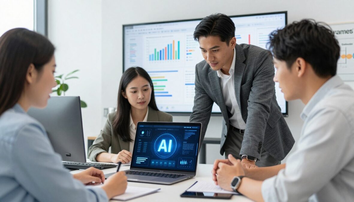 Business professionals using Godmode AI for various marketing and content tasks