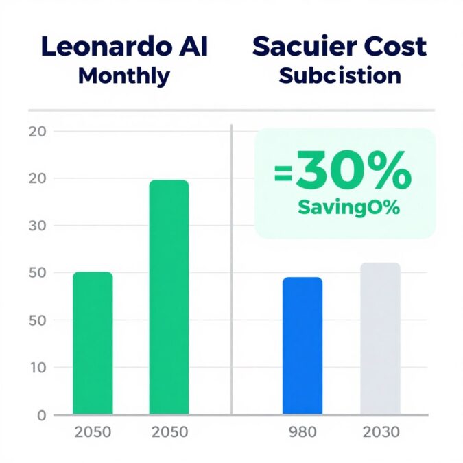 Chart comparing monthly versus annual subscription savings for Leonardo AI