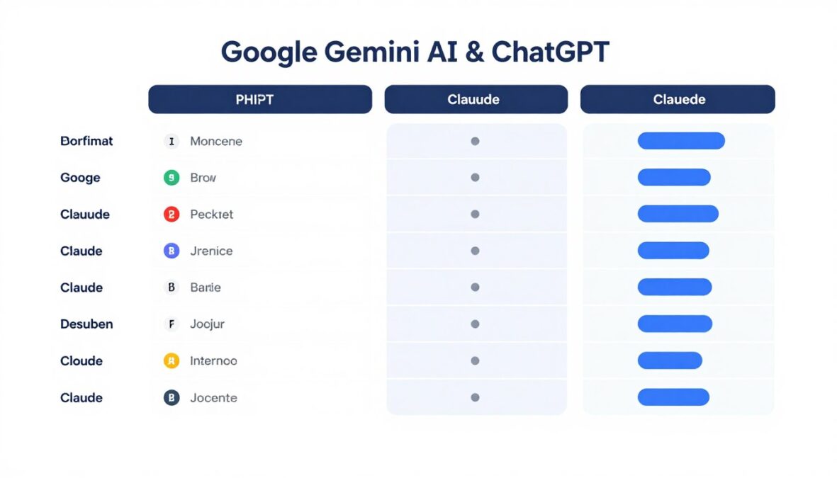 Comparison chart of Google Gemini versus competing AI platforms