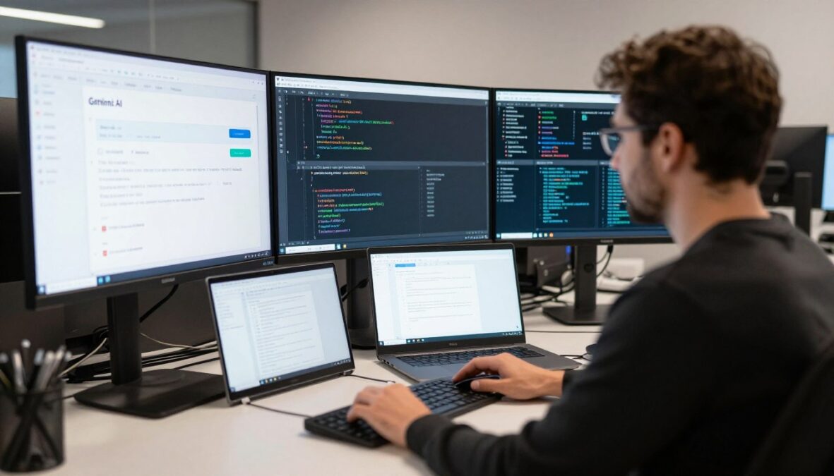 Developer working with Gemini AI code assistance