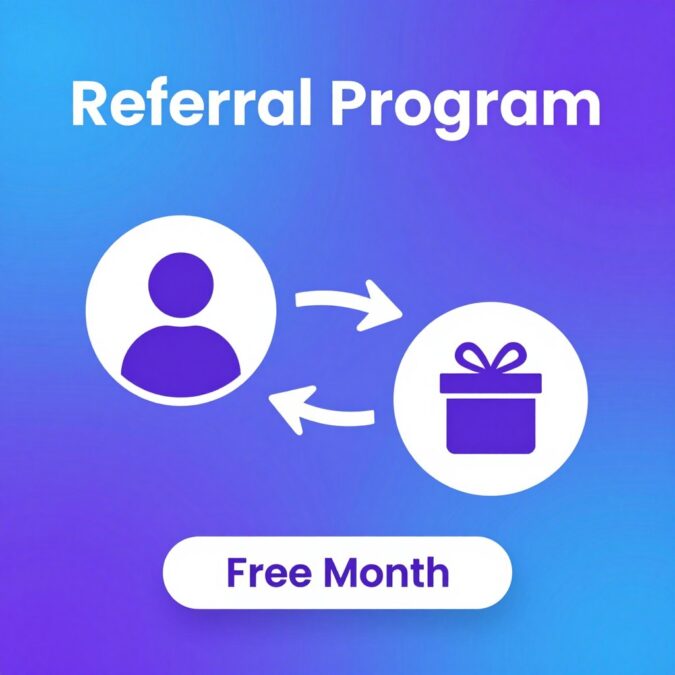 Free month promotional badge for referral program