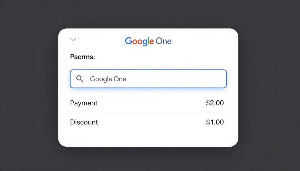 Google One subscription interface showing promo code entry field