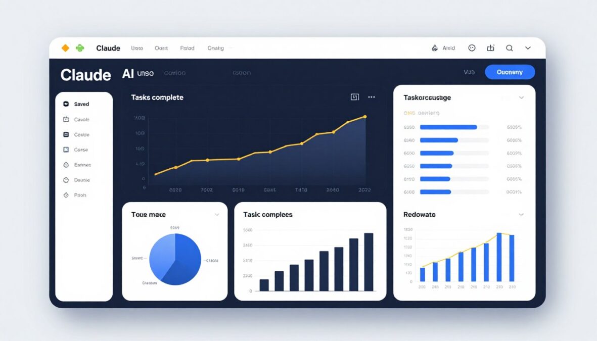 Productivity dashboard showing various Claude AI use cases and efficiency metrics