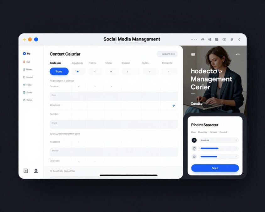 SocialPost AI interface showing social media content calendar