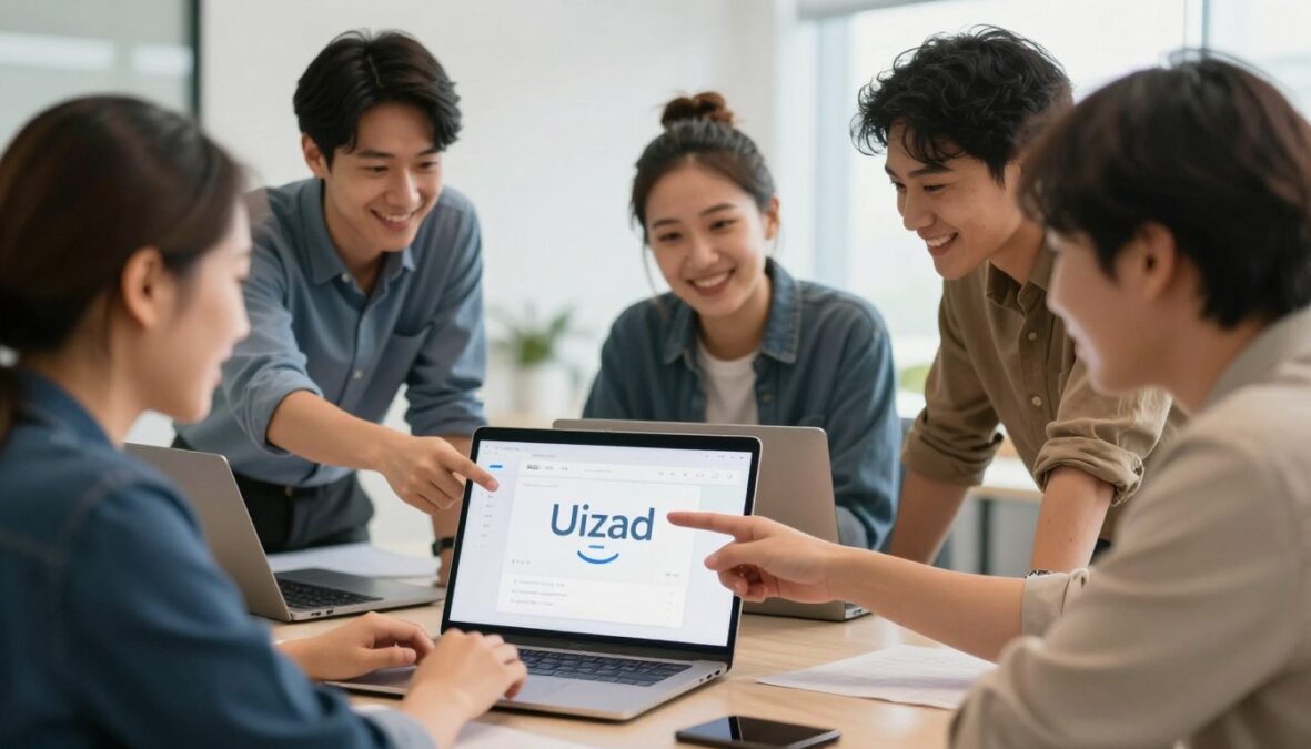 Startup team using Uizard for product prototype development