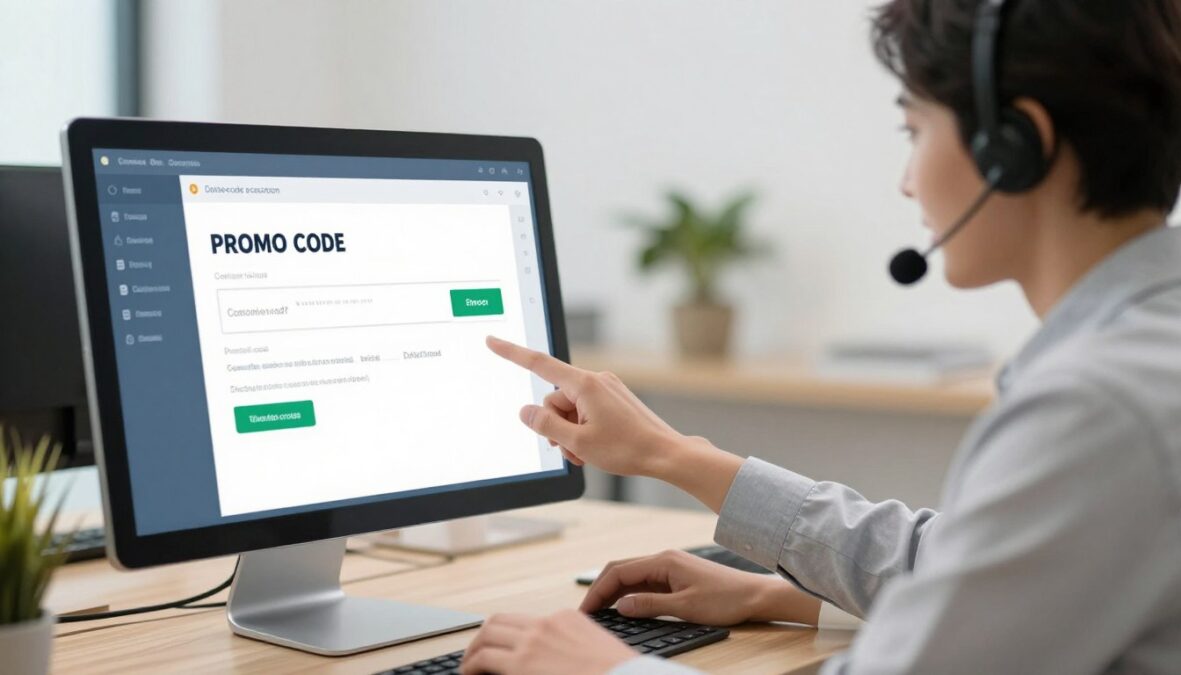 Support representative helping user resolve promo code issue