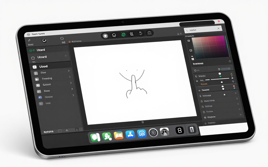Uizard mobile app showing tablet interface for design editing