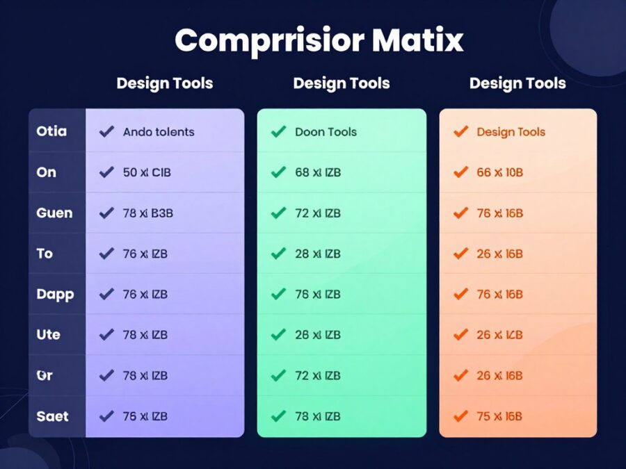 Visual comparison chart of design tool features and capabilities