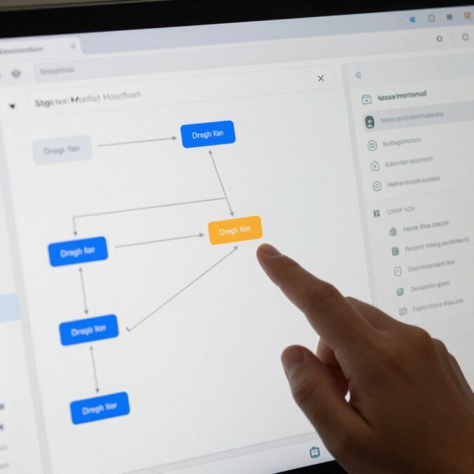 Workflow builder canvas with drag and drop interface