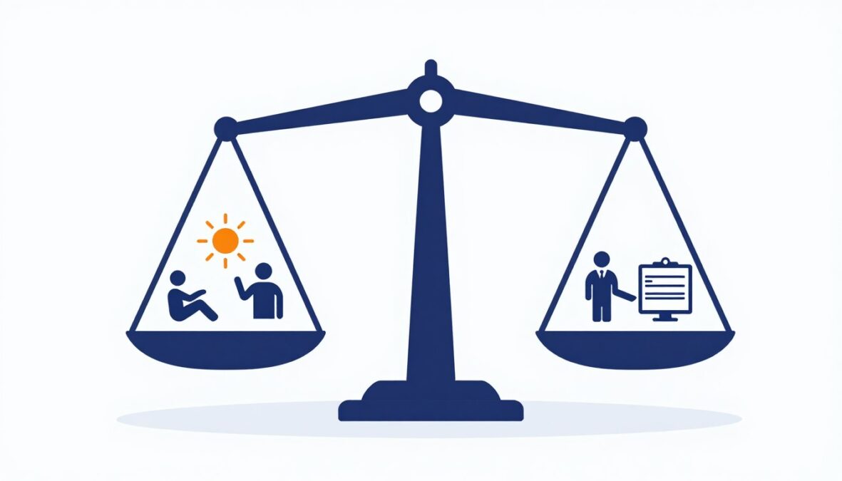 Balanced scale showing pros and cons of Gemma 4